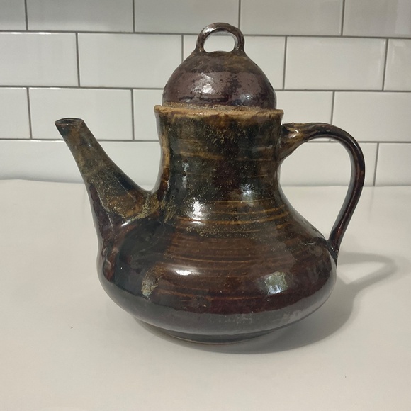 VTG Dark Brown Ceramic Clay Tea Pot - Picture 2 of 8